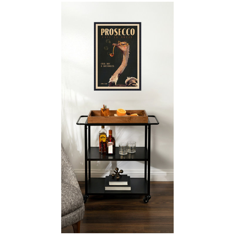 «WG Deco Prosecco Ostrich» par The Whiskey Ginger, reproduction d'art sur toile encadrée