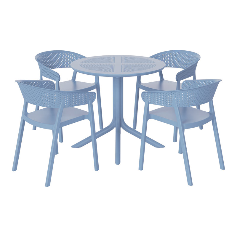 4-Person Outdoor Round Dining Set, Blue