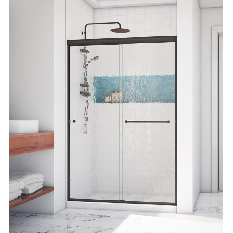 Porte de douche sans cadre Leser l 54 "x H 70,38", Left Opening, Bronze huilé anodisé