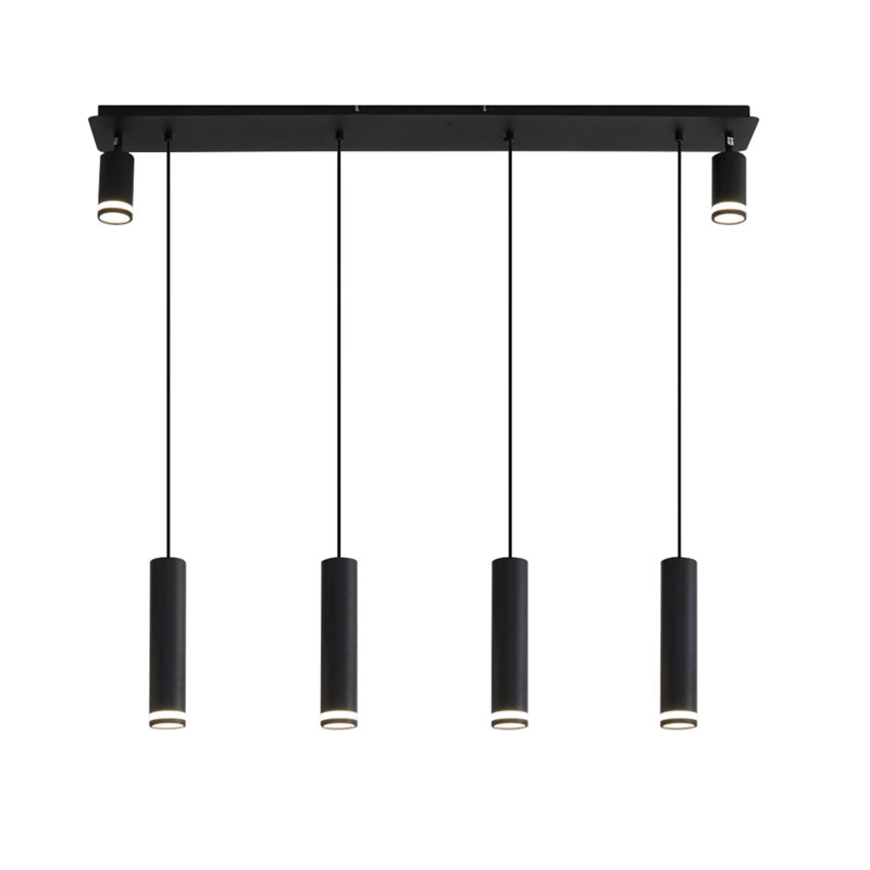 Luminaire suspendu pour îlot de cuisine noir mat à 6 lumières Angelina [Sans ampoule]