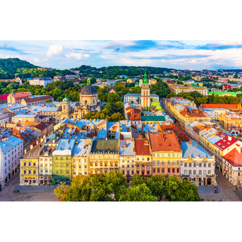 Old Town Of Lviv, Ukraine by Scanrail - Wrapped Canvas Print, 30cm H x 46cm W