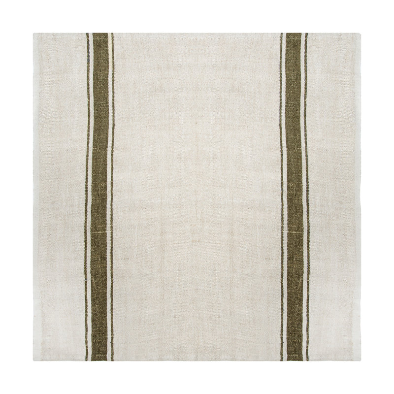 Cangelosi Striped Square Napkin, Olive Green/Natural