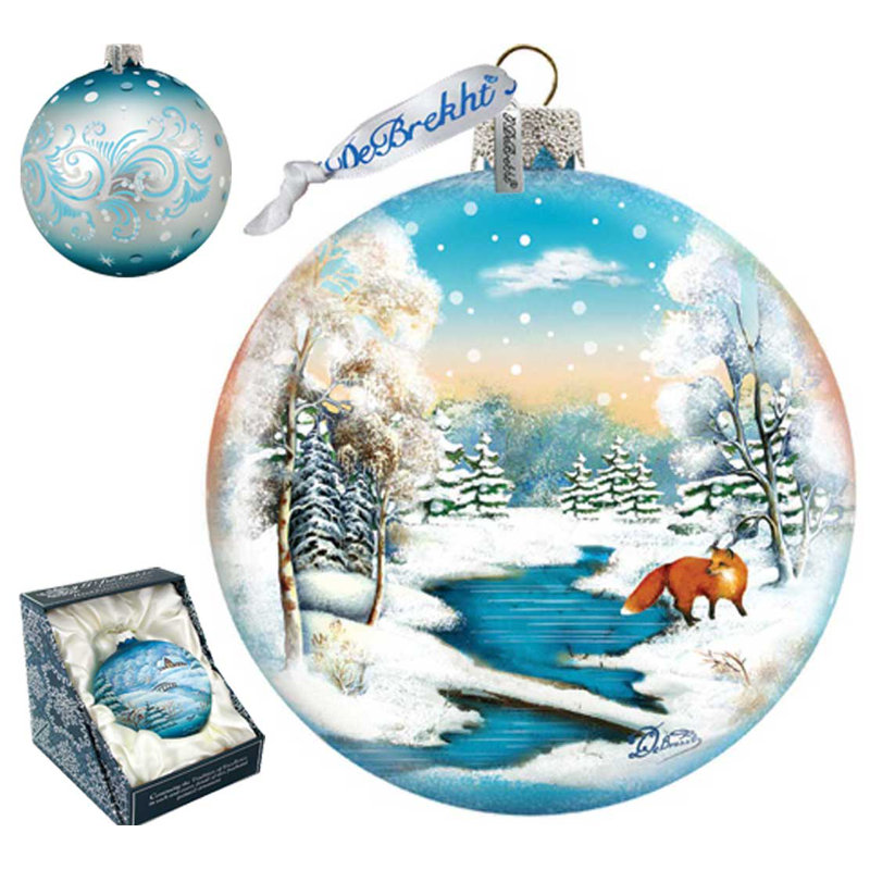 Ornement en forme de boule de renard d’hiver