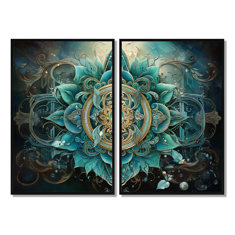 Symbole de l'hindouisme sacré Om - jaune, ensemble d'art mural traditionnel de 2, 36" H x 48" W, Black