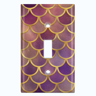 Metal Light Switch Plate Outlet Cover (Mermaid Pink Scale  - Single Toggle)
