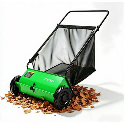 21" Push Lawn Sweeper, 6 Cu. Ft. Large-Capacity Leaf & Grass Collector with Adjustable Brush Height, Spinning Brushes & Heavy-Duty Carbon Steel Frame for Lawn, Patio & Driveway