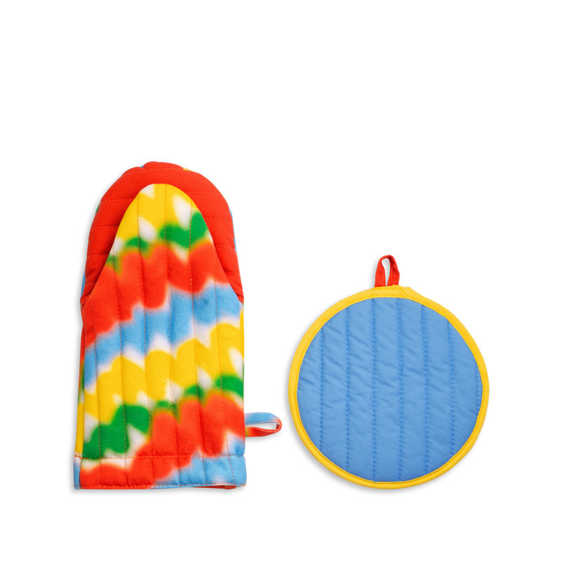 Colorful Cotton Oven Mitt and Pot Holder Set