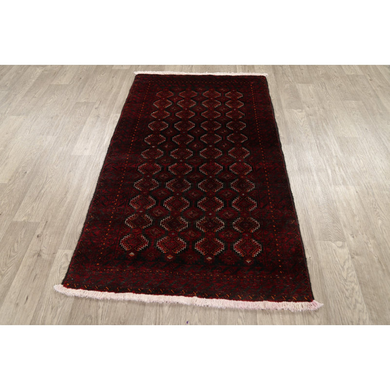 Tapis rouge en laine noué à la main de conception unique 3 pi 3 po x 5 pi 6 po Stcyr New Age