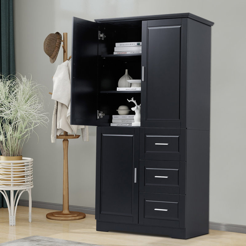 Grande armoire de rangement avec tiroirs et tablettes réglables, haut organisateur autoportant de 62,2 po pour la salle de bain, la cuisine ou le bureau