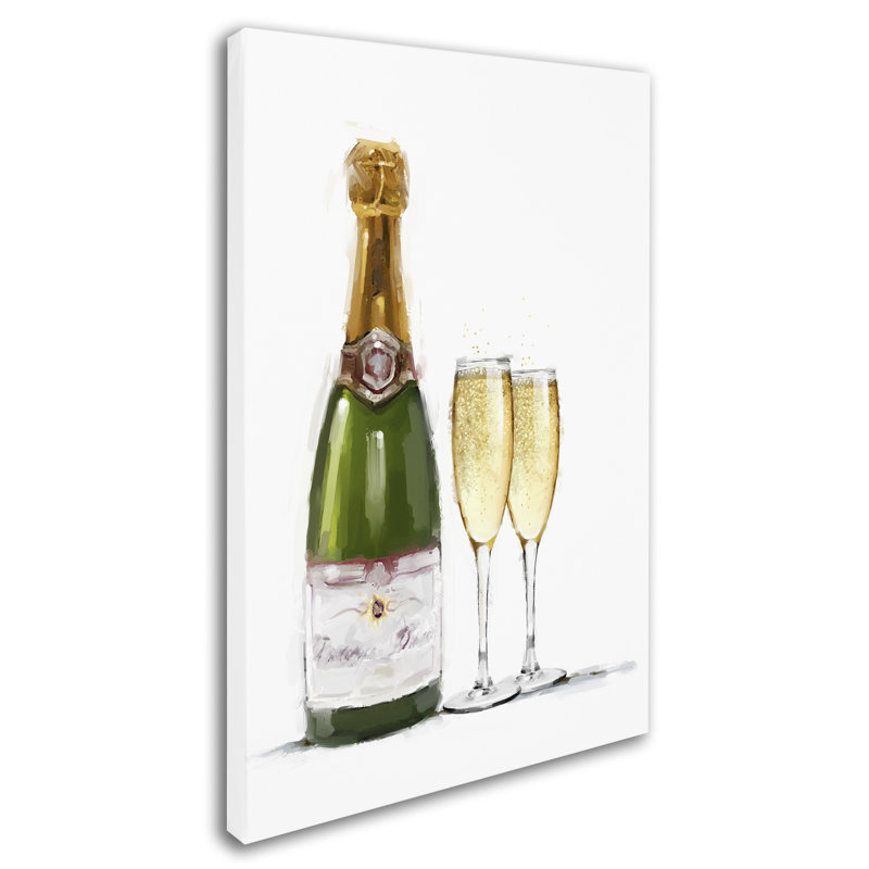 Armand «Champagne Bottle and Glasses», reproduction sur toile, H 19 po x l 12 po x P 2 po
