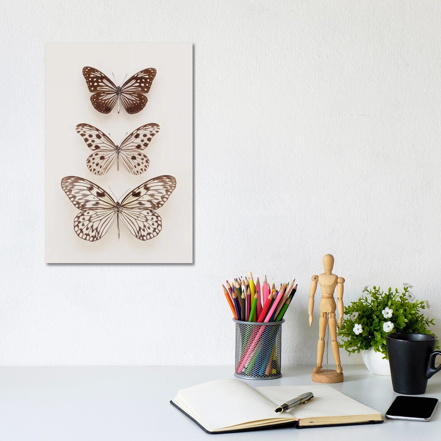 Three White Butterflies Canvas Print by Alyson Fennell