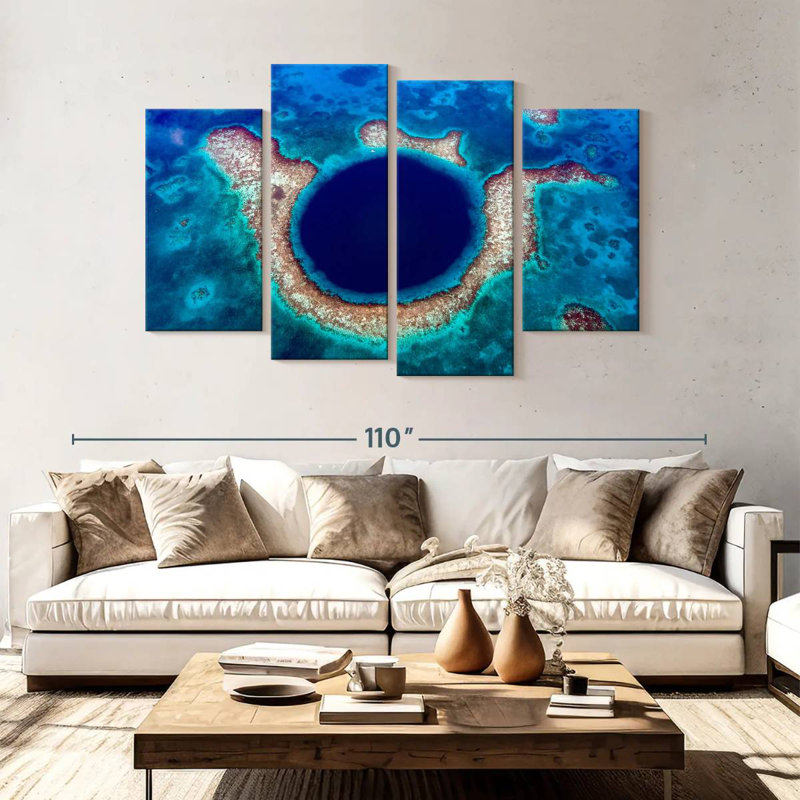 Harpa Great Blue Hole Aerial, 54" H x 84" W