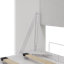 Lit escamotable Queen avec sommier à lattes en bois, armoire de lit murale moderne avec porte à panneaux géométriques, cadre de lit pliable gain de place pour chambre à coucher et chambre d'amis