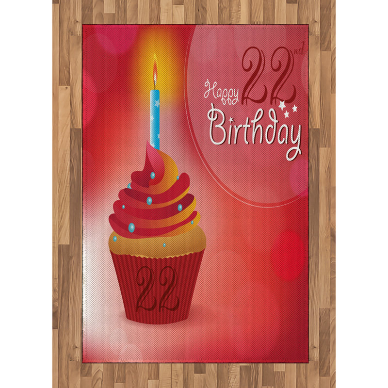 Birthday High Density Long Fiber Poly Threads Decorative Area Rug Carpet, Rectangle 4' x 5'8"