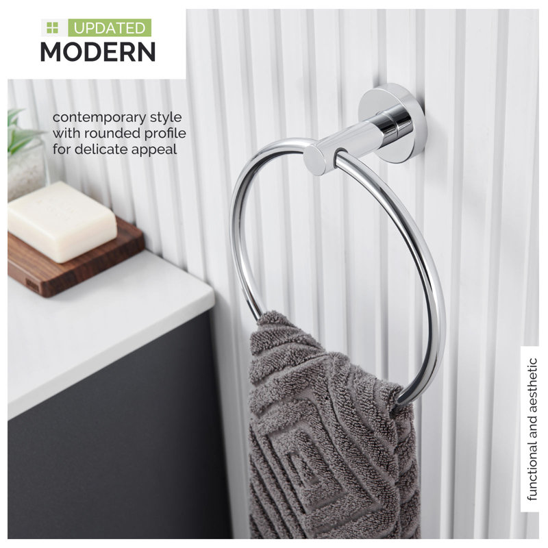 Modern Chrome Wall Mounted Towel Ring with Starlight Finish