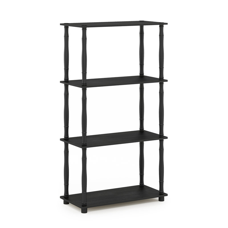 Johnston 4 Tier Toolless Assembly Shelving Unit Bookcase, Americano/Black Classic Tubes