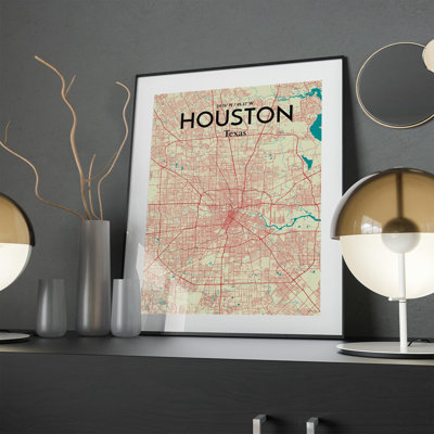 « houston city map », reproduction d’impression sur affiche en tricolore