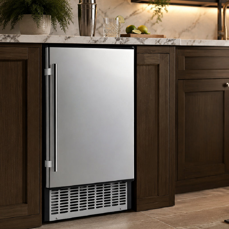 Machine à glace sous comptoir en acier inoxydable avec bac de rangement