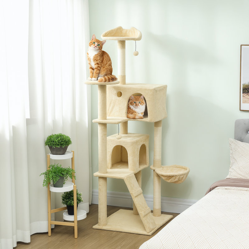Cat Tree, 180cm H x 56cm W x 56cm D, Beige