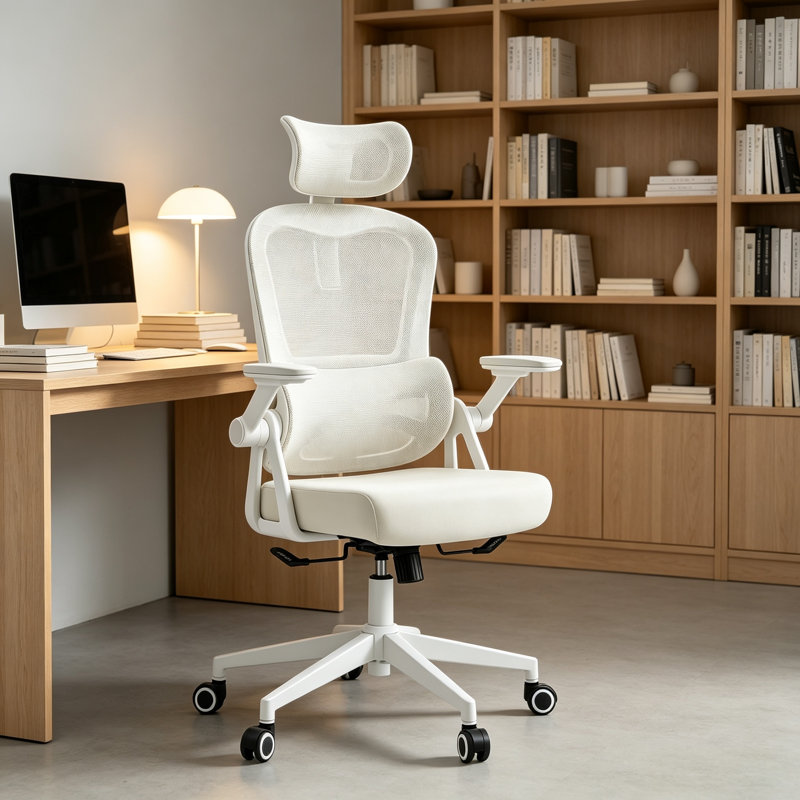 Chaise de bureau ergonomique à double dossier, avec support lombaire réglable et dossier inclinable — ensemble bureau et chaise pour bureau à domicile, chaise d'ordinateur à dossier haut, chaise de bureau en maille respirante
