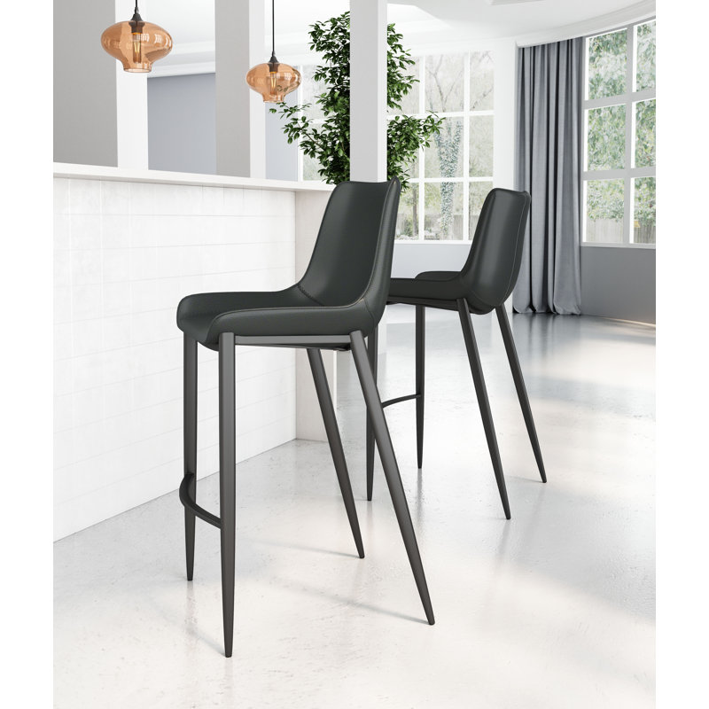 Upholstered Counter Stool with Metal Frame