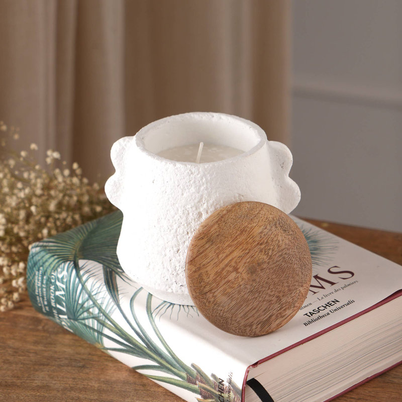 Bougie en pot | Bougie avec couvercle en bois Ecomix | Bougie parfumée Mimosa | 8 oz