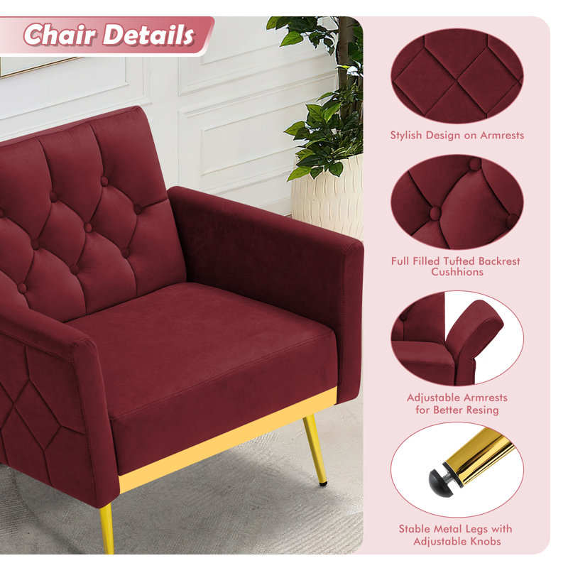 2 - Piece Velvet Living Room Set, Red