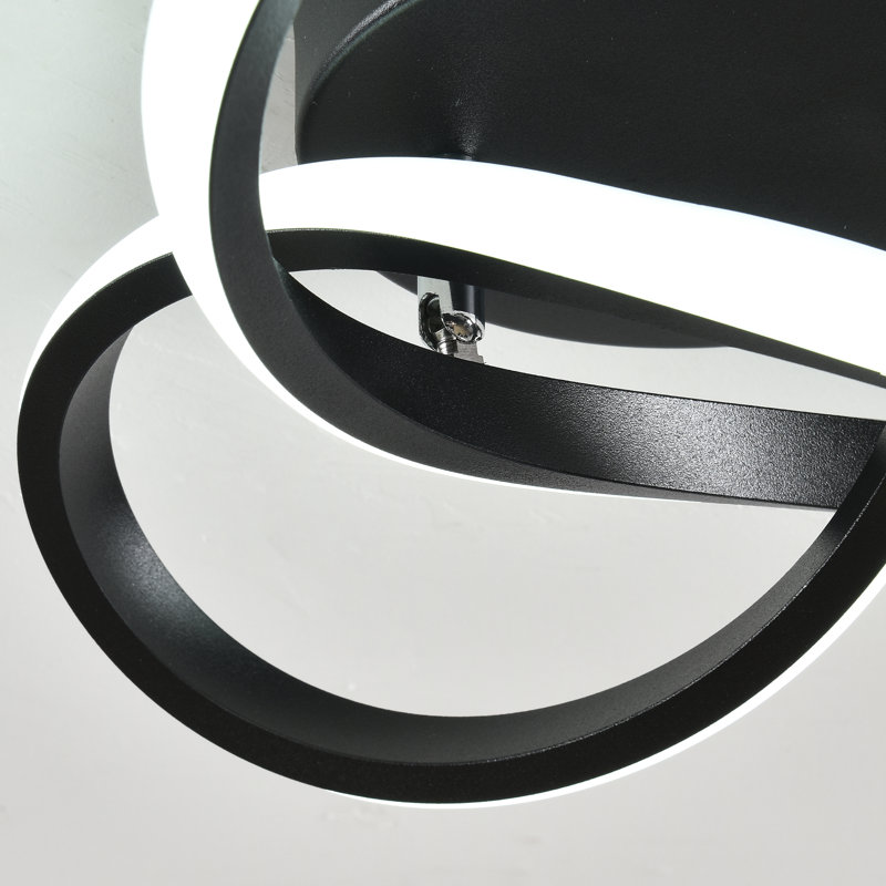 Plafonnier semi-encastré géométrique unique à 1 lumière de 10,23 po Janyia, Noir mat