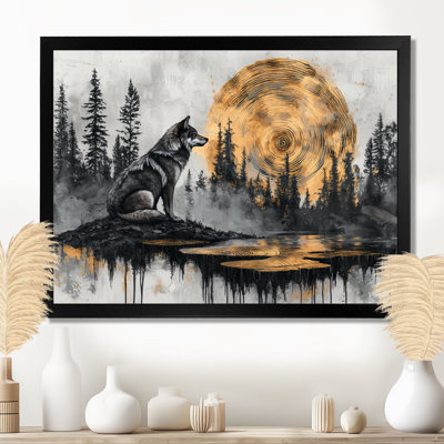 Winter Wolf In A Lake Of Wood Slide II - Wolf Canvas Wall Art