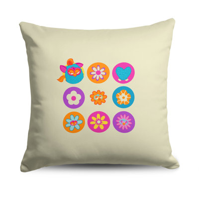 Northwest Hasbro Furby Cartoon Floral Throw Pillow 18 X 18 Inches In Multicolor