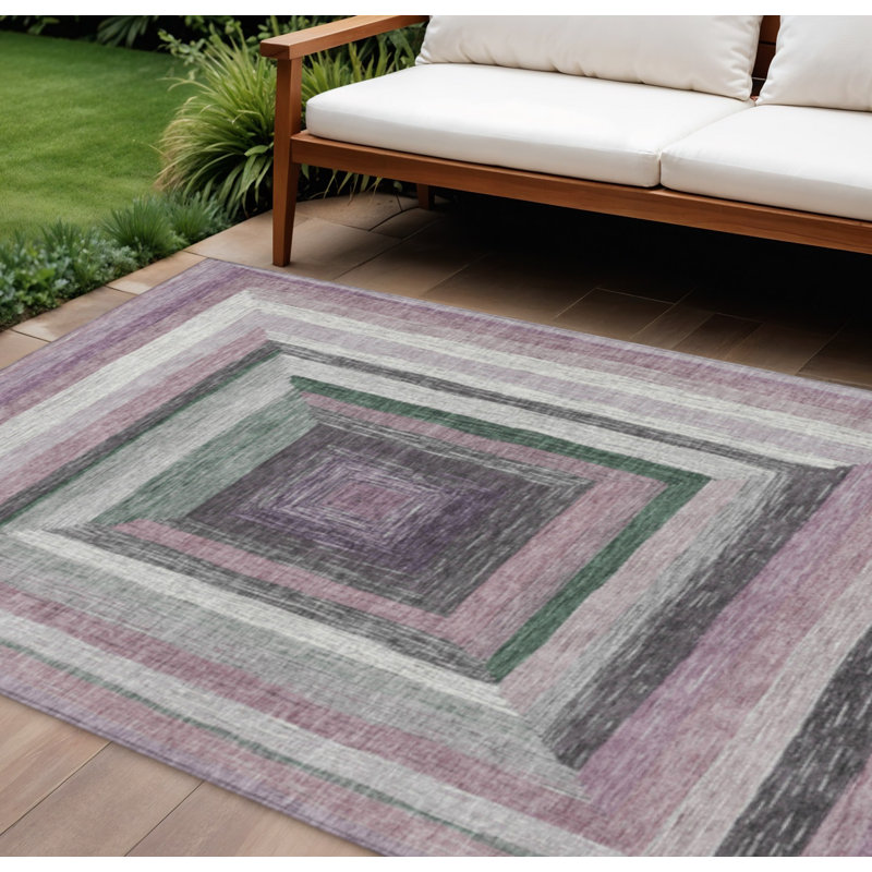 Tapis intérieur / extérieur lavable 9 pi x 12 pi gris et vert
