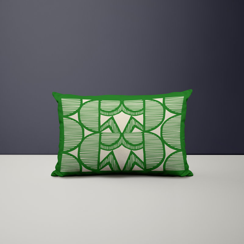 Polyester/Polyester Blend Lumbar Rectangular Indoor/Outdoor Pillow Cover & Insert, Green