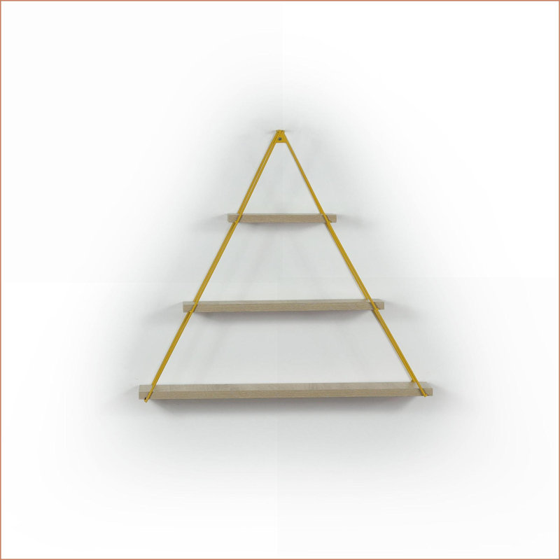Étagère murale en métal rustique / Triangle en chêne / jaune moutarde fixée au mur pour livres | Chêne | Bois massif, Chêne