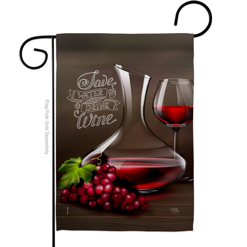 Drapeau de jardin vin en polyester à deux faces 19 po x 13 po