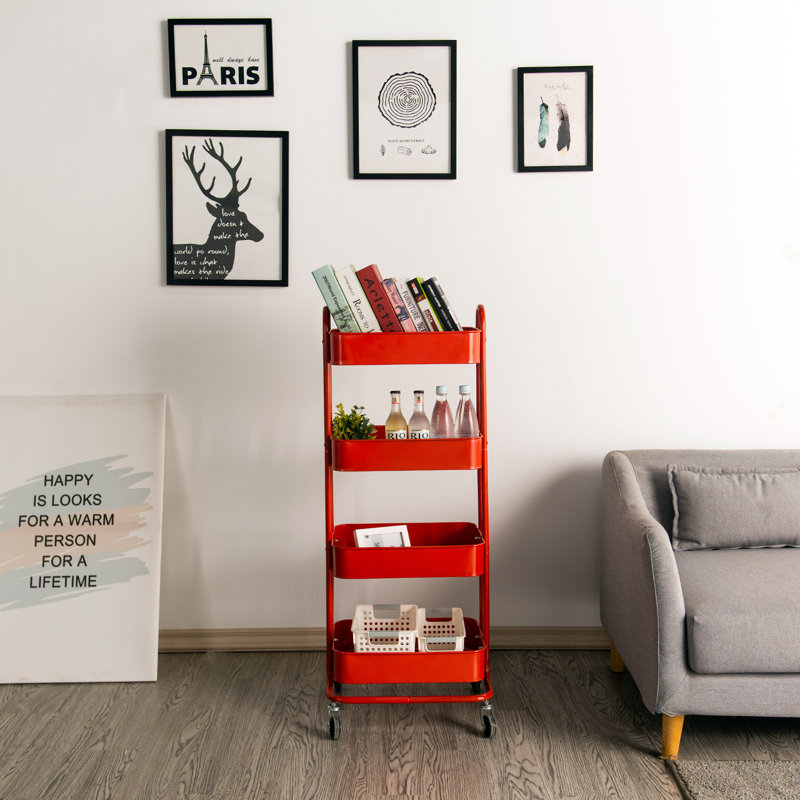 42.9'' H x 17.7'' W Utility Cart with Wheels, Red