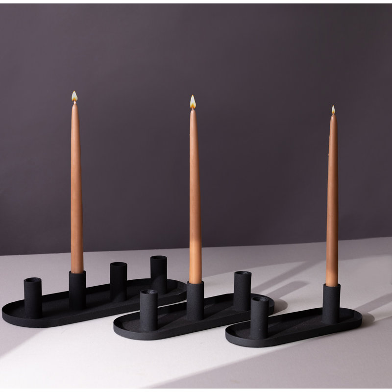 2.5'' H Aluminum Tabletop Candlestick, Black