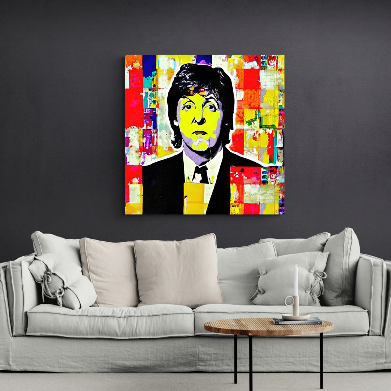 Beatles Paul 3 par Stephen Chambers - peinture sur toile tendue, H 15 po x l 15 po x P 1,5 po