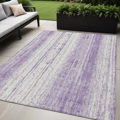 Tapis intérieur lavable rayé mauve et ivoire 5 pi x 8 pi