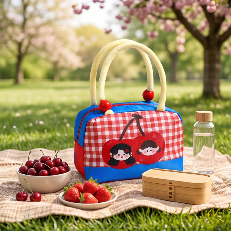 Sac de rangement en tissu, sac à lunch portatif, boîte à bento extra-large, sac isotherme portatif, Rouge