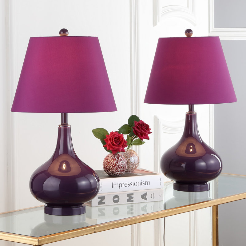 Akeim Glass Table Lamp, Dark Purple