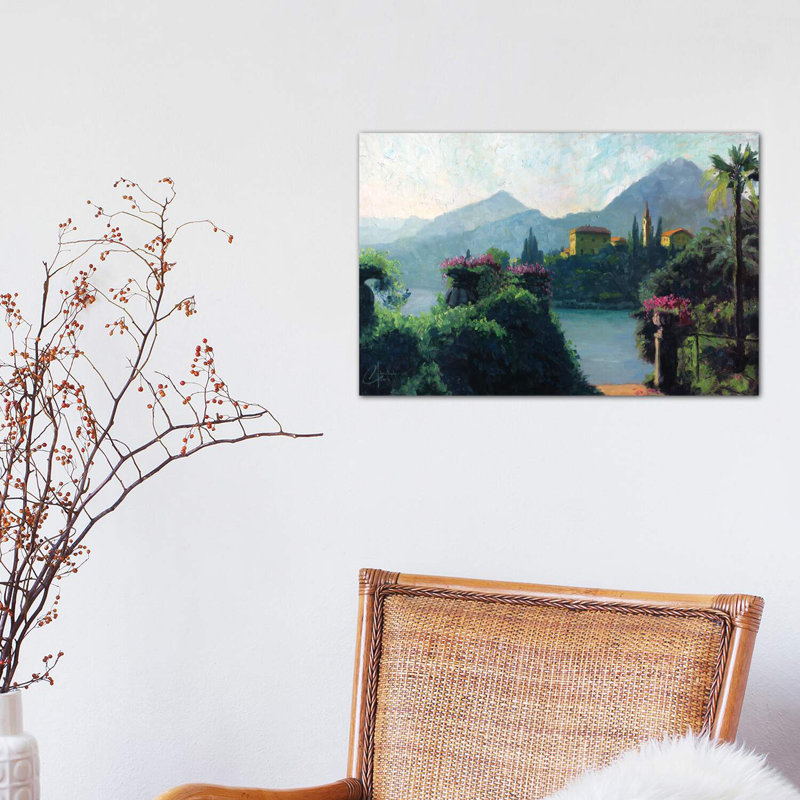 «Lake Como, Italy» par Christopher Clark, reproduction d'art, H 12 po x l 18 po x P 1,5 po, Toile tendue