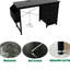 Bureau de 47,3 po avec bloc d'alimentation et 3 tiroirs en tissu. Grande poche latérale. Table d'écriture rectangulaire noire moderne pour le bureau. Structure en métal renforcé, patins réglables. Facile à assembler