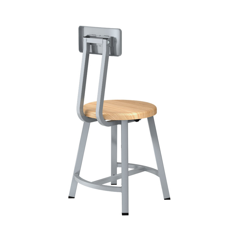 Fixed Height Industrial/Shop Stool with Backrest, 18" H