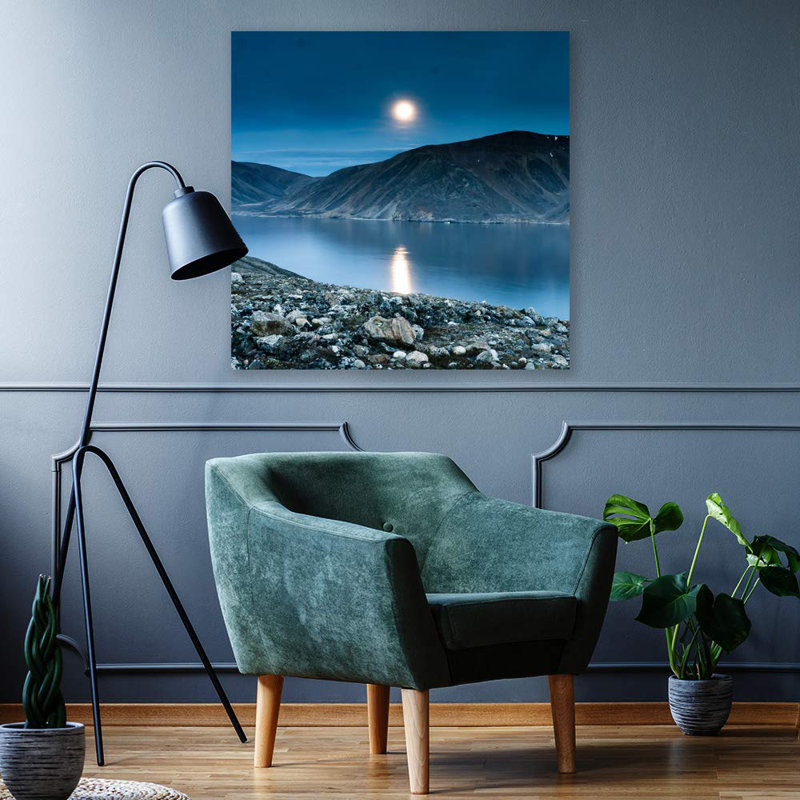 Moon " Moon Illuminating The Blue Ocean X04 ", 12" H x 12" W x 1.5" D