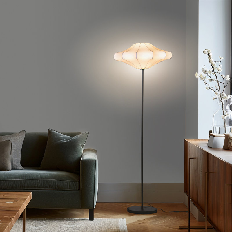 Atlas 64.5 in. Modern LED Energy Efficient Floor Lamp with Unique Resin Round Shade