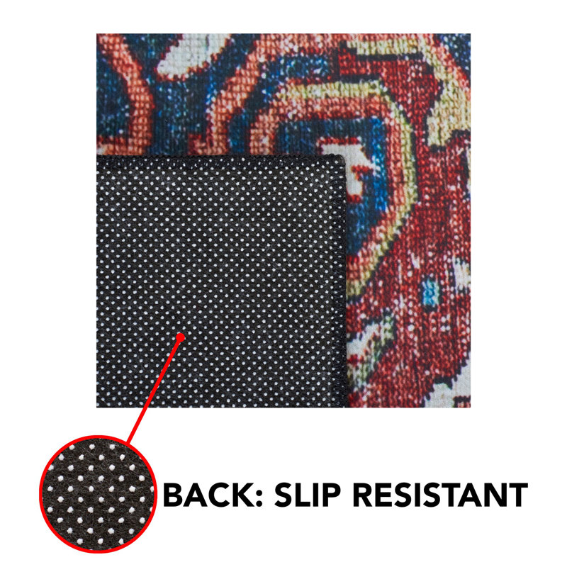 Ziebarth 138 M/W S/R Area Rug In Red / Blue, Square 6'