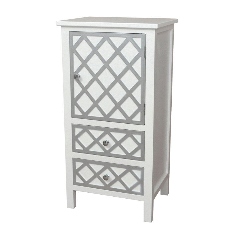 Commode décorative 2 tiroirs Trellis, Crème