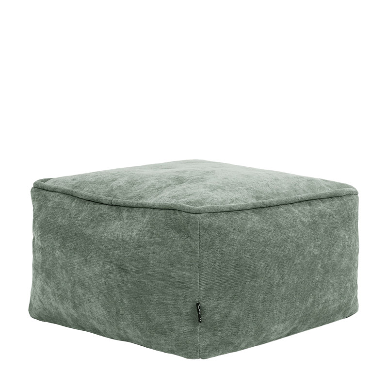 Amara Chenille Square Footstool Bean Bag, Green