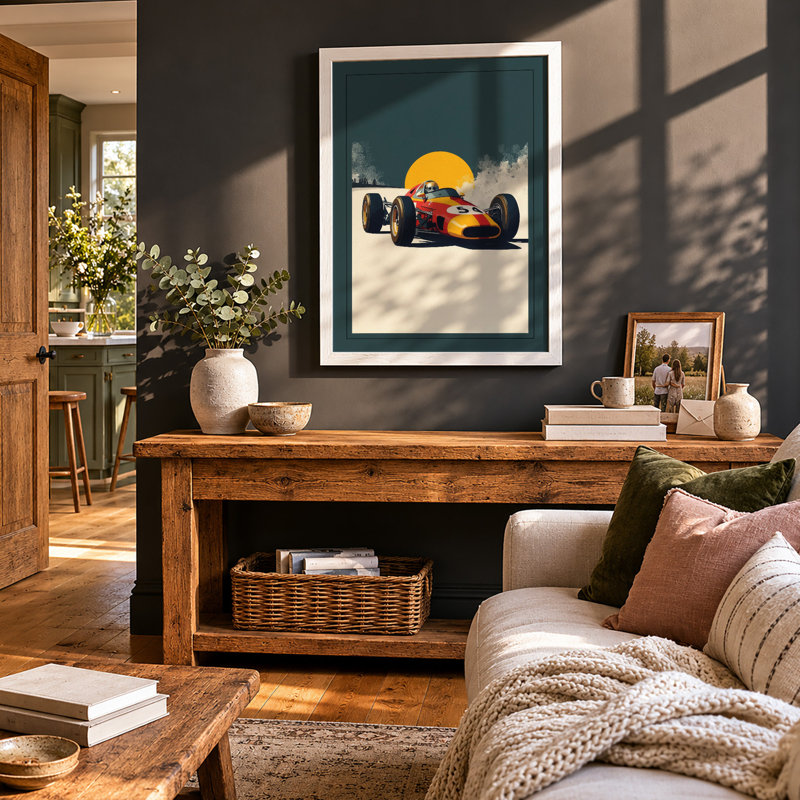 Speed and Sunlight Retro - Framed Print, Oak, A4 - 29.7 x 21.0 cm