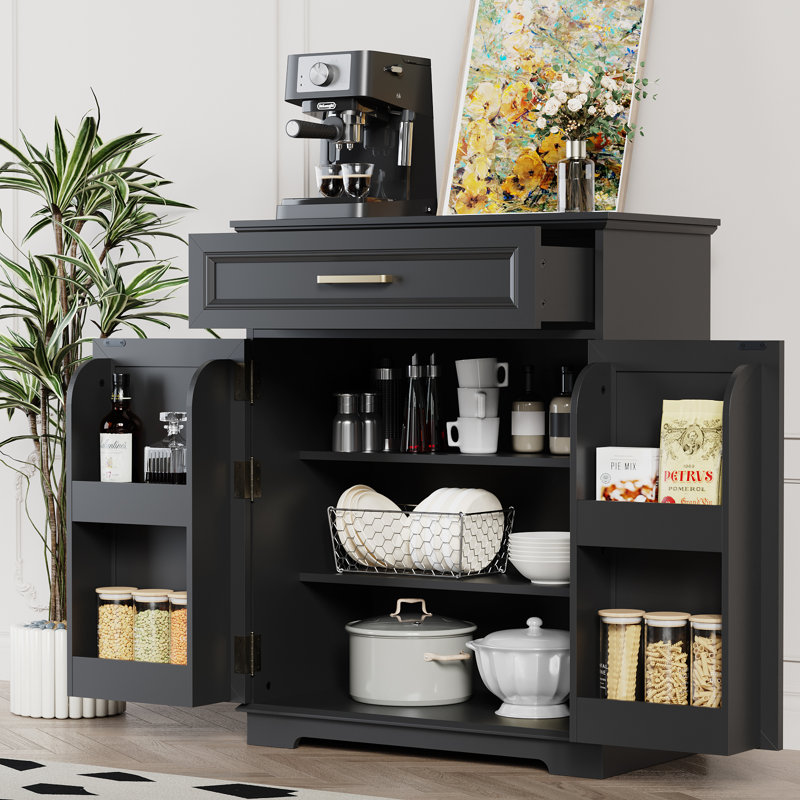 1Drawer 2-Door Accent Cabinets Chests with Storage for Living Room,Kitchen,Entryway,Dining Pantry Cabinet with 4 Hanging Shelves